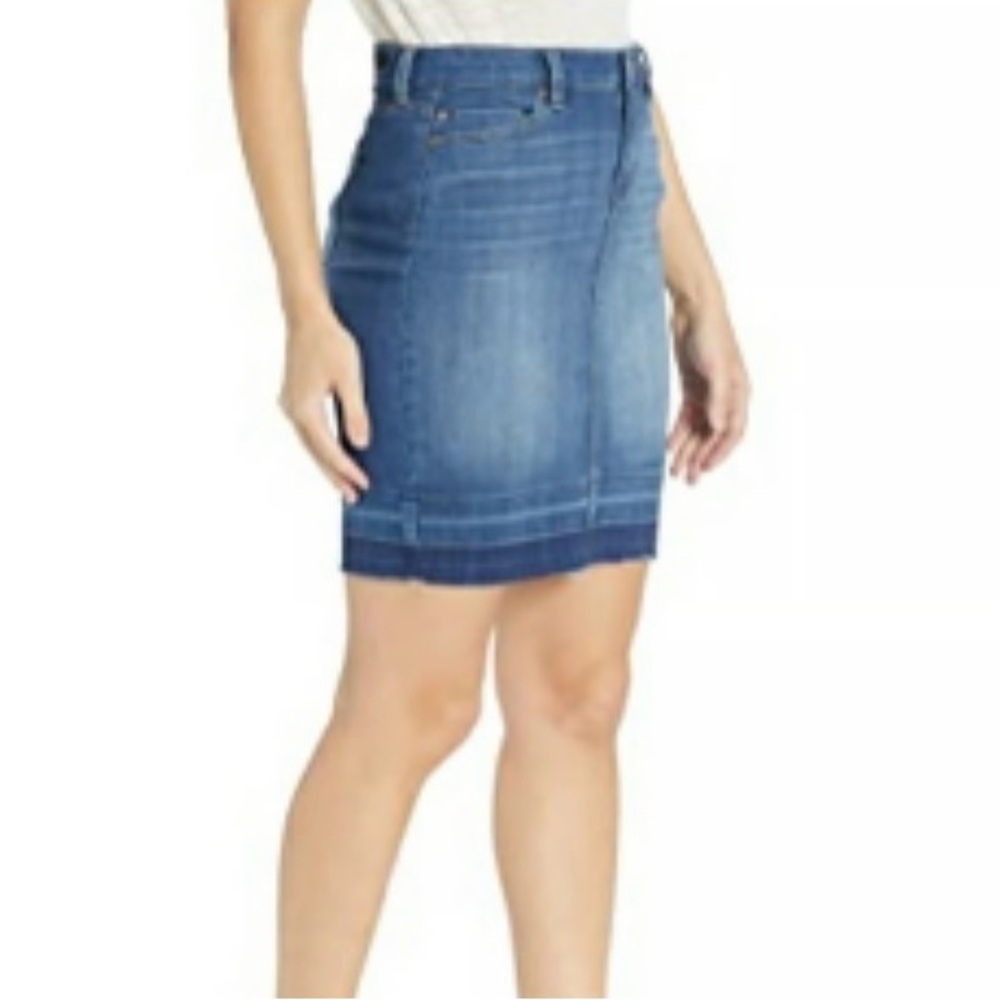 Liverpool Los Angeles Denim Pencil Skirt | Frayed Hem Skirt | NWT - Picture 3 of 13